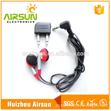 Hot selling Cheap Disposable Earphones With 3.5mm Airplane Airline Travel Headphone Earphone Adapter
